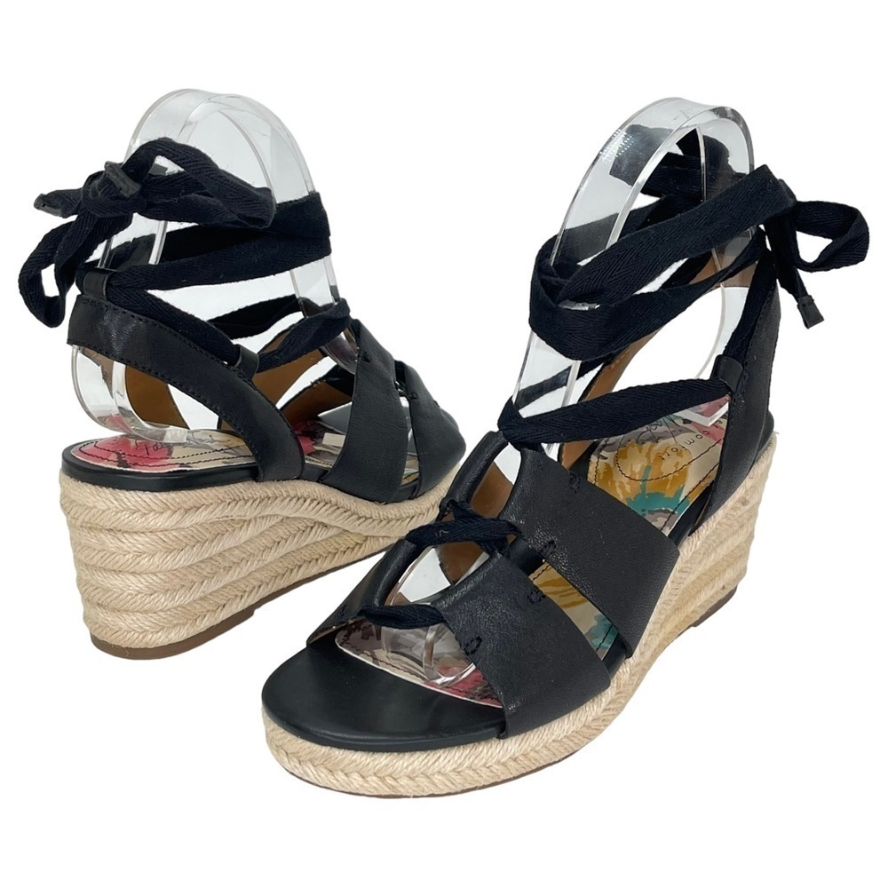 Patricia Nash Riva Black Leather Tie Up Womens Espadrille Sandals Size 7.5M - Picture 12 of 14
